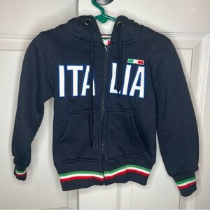 Italia Full Zip Black Sweatshirt Jacket w/ Hood Size 1/2 Baby 18 - 24 Months